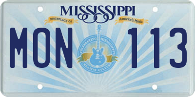 MS license plate MON113