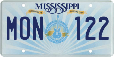 MS license plate MON122