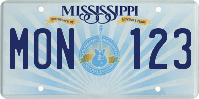 MS license plate MON123