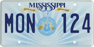 MS license plate MON124