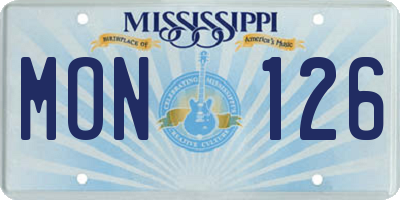 MS license plate MON126