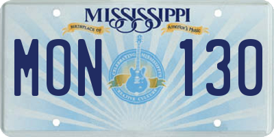 MS license plate MON130