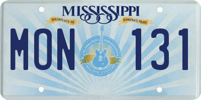 MS license plate MON131