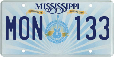 MS license plate MON133