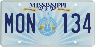 MS license plate MON134