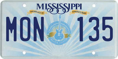MS license plate MON135