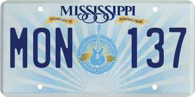 MS license plate MON137