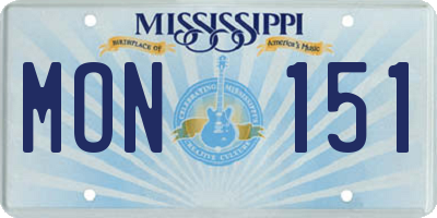 MS license plate MON151