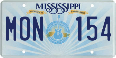 MS license plate MON154