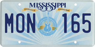 MS license plate MON165