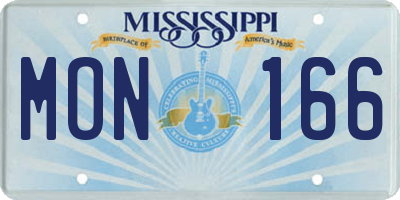 MS license plate MON166