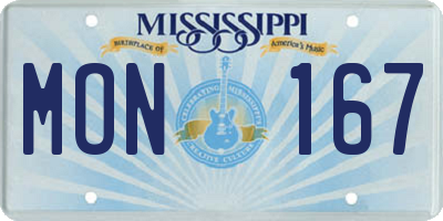 MS license plate MON167