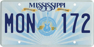 MS license plate MON172
