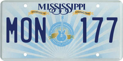 MS license plate MON177