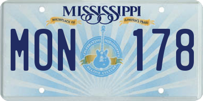 MS license plate MON178