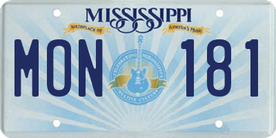 MS license plate MON181
