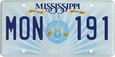 MS license plate MON191
