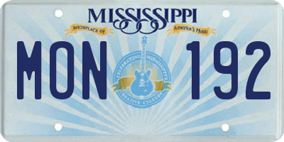 MS license plate MON192