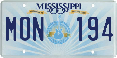 MS license plate MON194