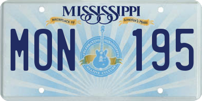 MS license plate MON195