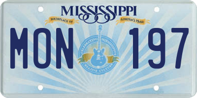 MS license plate MON197