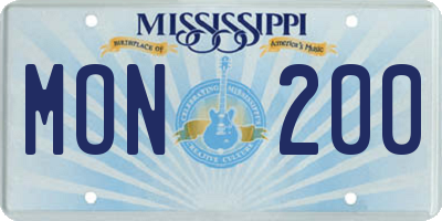 MS license plate MON200