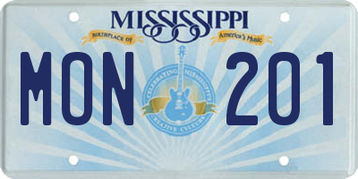MS license plate MON201