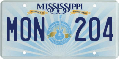 MS license plate MON204