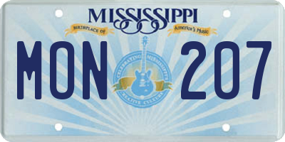 MS license plate MON207