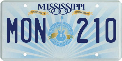 MS license plate MON210