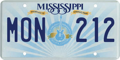 MS license plate MON212