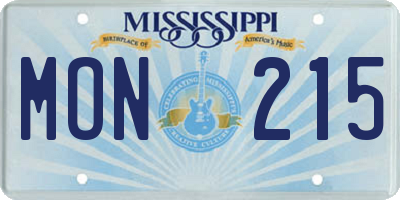 MS license plate MON215