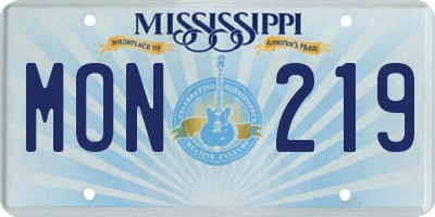 MS license plate MON219