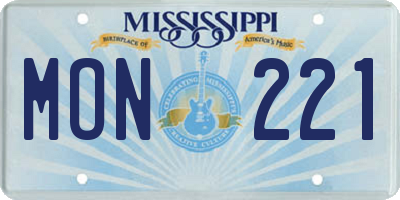 MS license plate MON221