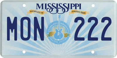 MS license plate MON222
