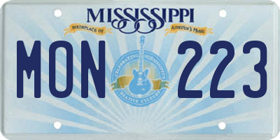 MS license plate MON223