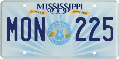 MS license plate MON225