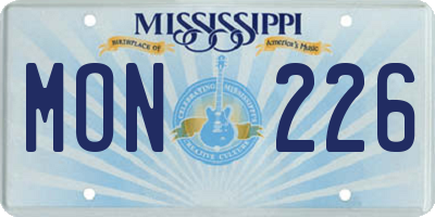 MS license plate MON226