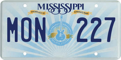MS license plate MON227