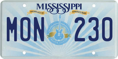 MS license plate MON230