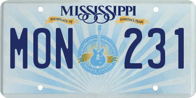 MS license plate MON231