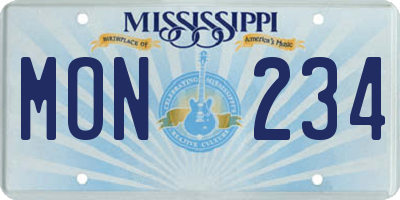 MS license plate MON234