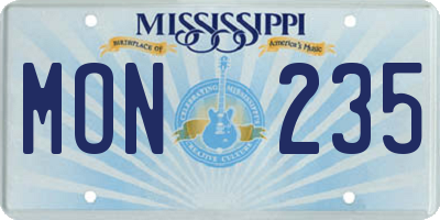 MS license plate MON235