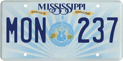 MS license plate MON237
