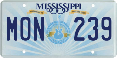 MS license plate MON239