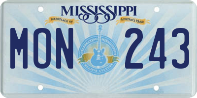 MS license plate MON243