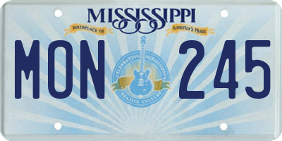 MS license plate MON245