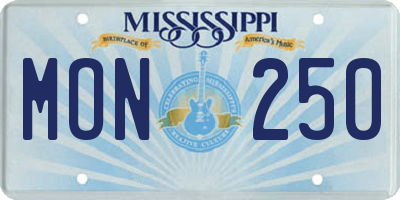 MS license plate MON250