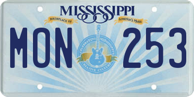 MS license plate MON253