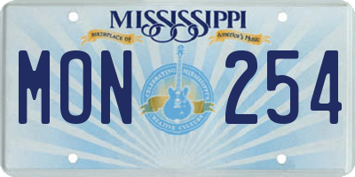 MS license plate MON254